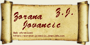 Zorana Jovančić vizit kartica